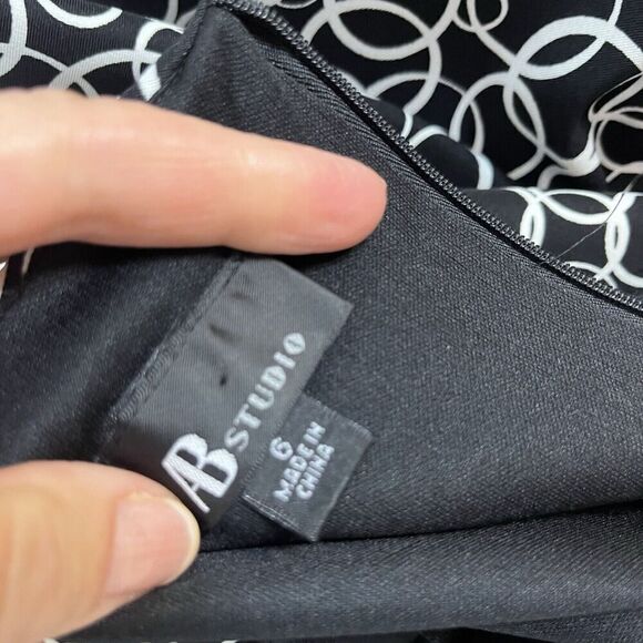 AB Studio Halter Dress size 6 Black White Circles Wedding Guest Beach Vacation - Picture 15 of 15